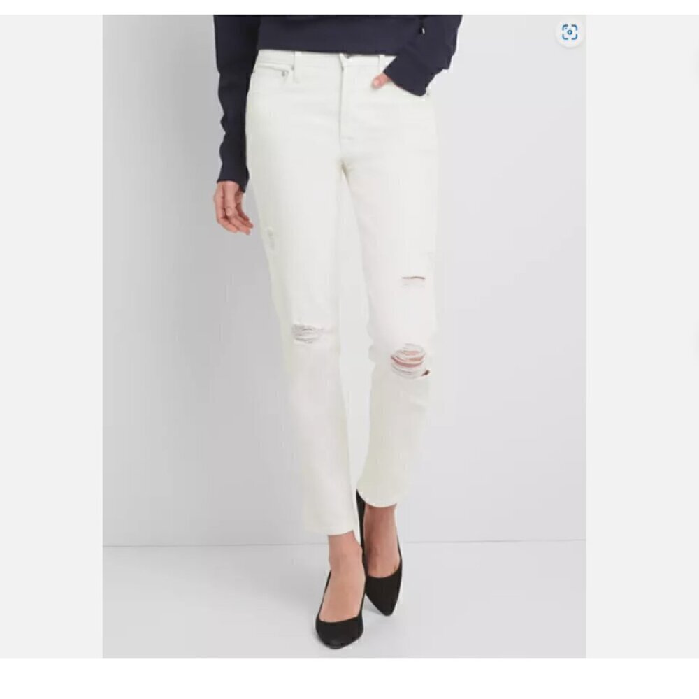 GAP High Rise Vintage Slim Distressed Jeans WHITE Plus Size 18/34 - Y2K VIBES